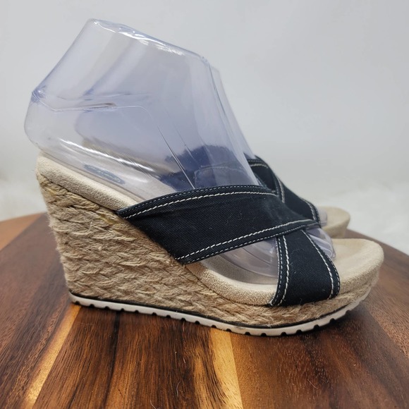 Dr Scholl's Soar Navy Blue Wedge Espadrille Slide Sandals 7M - Picture 4 of 7